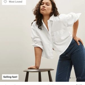 Everlane The Silky Cotton Cropped Shirt (NWT, M, white)